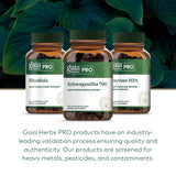 Gaia Herbs PRO Ashwagandha Supplement displayed with herbs