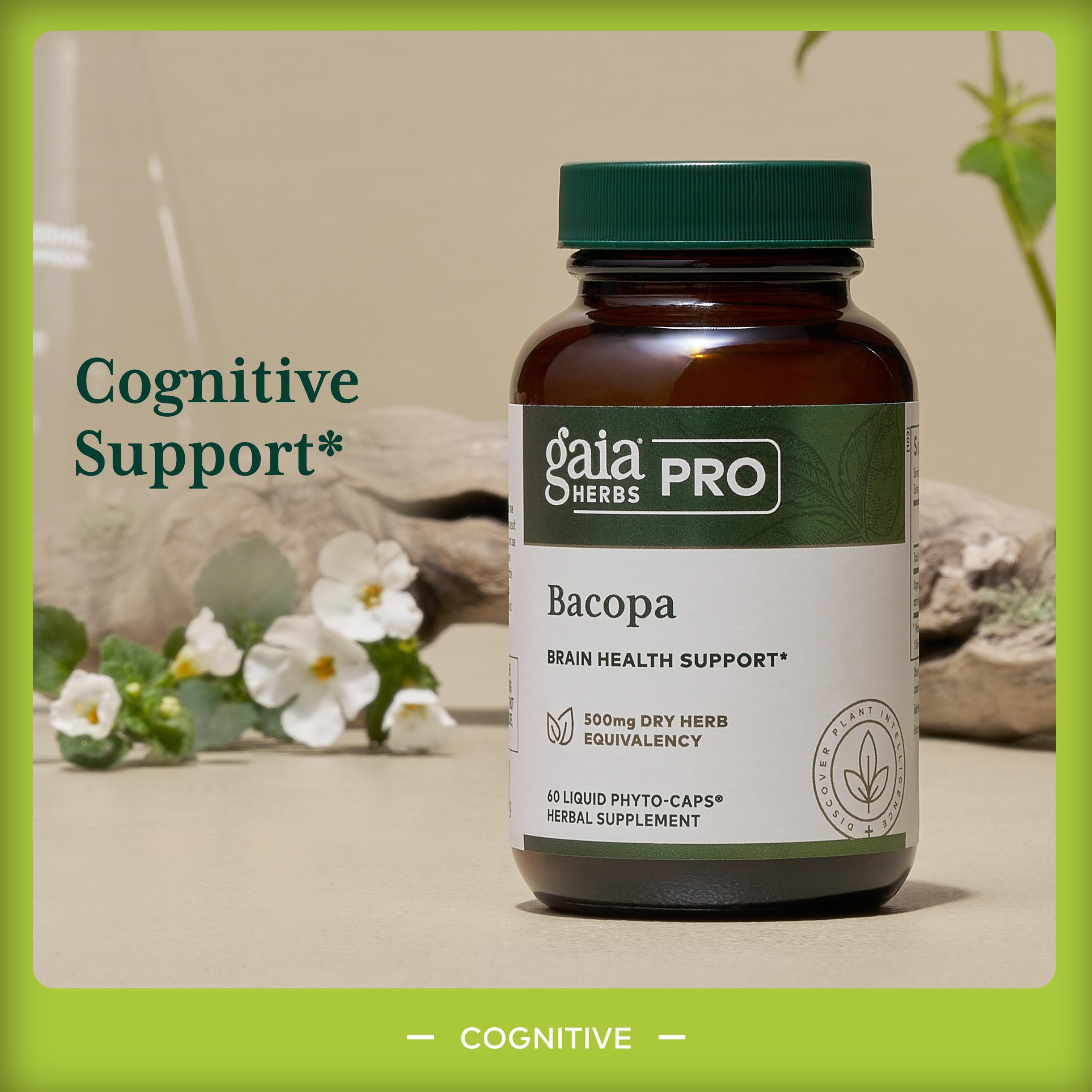 Gaia Herbs PRO Bacopa Monnieri 350mg supplement side view