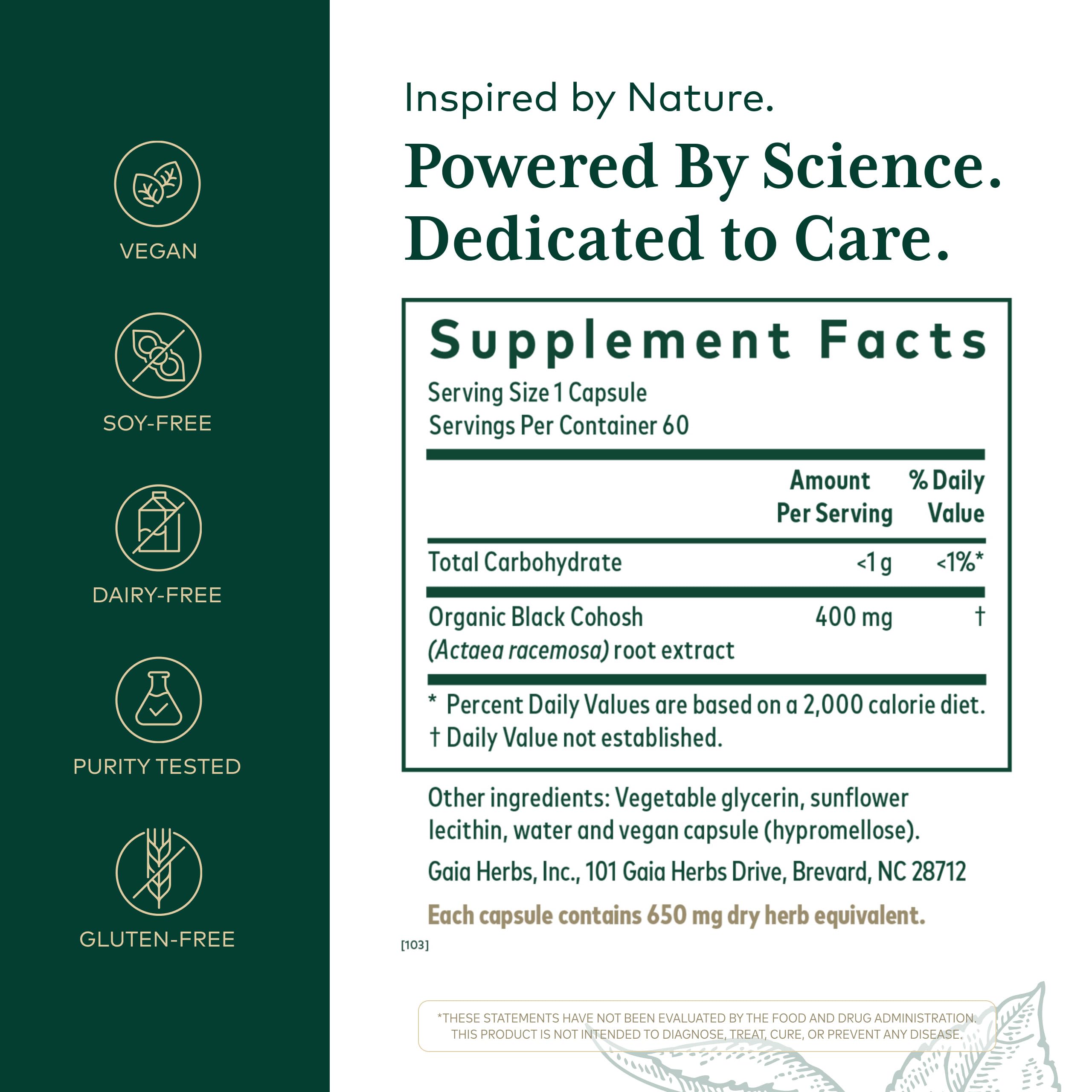 GAIA HERBS PRO Black Cohosh Herbal Supplement side view