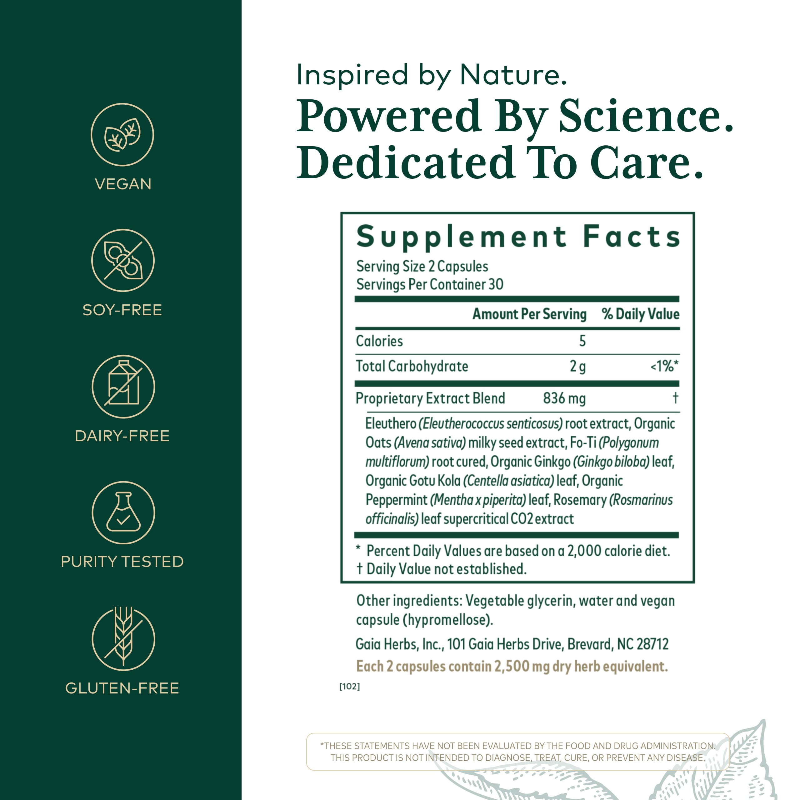 Gaia Herbs PRO Brain Health Support Supplement side view