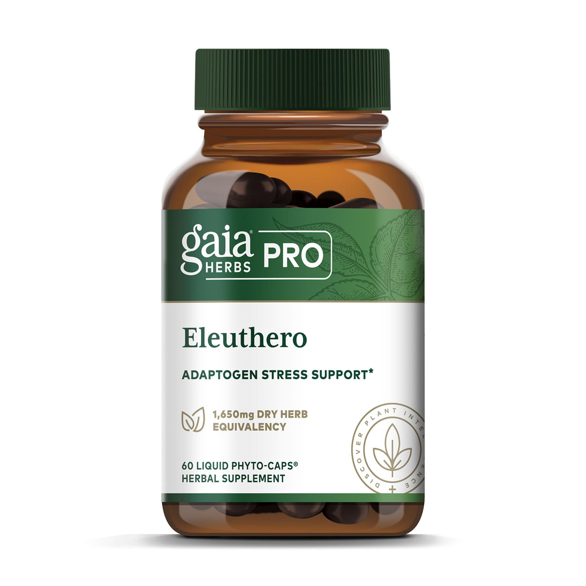 Gaia Herbs PRO Eleuthero 60 Vegan Capsules front view