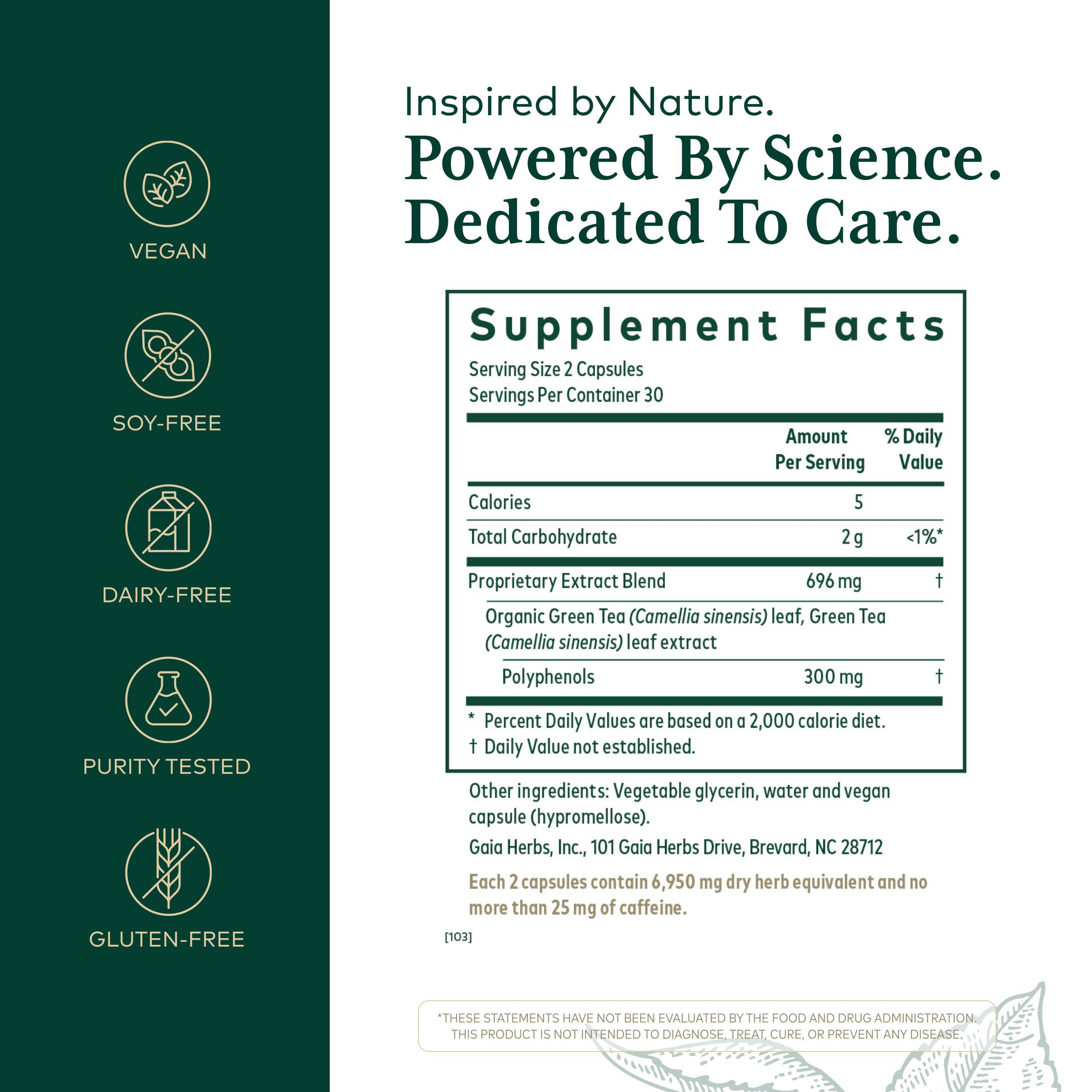 Gaia Herbs PRO Green Tea Extract bottle side view