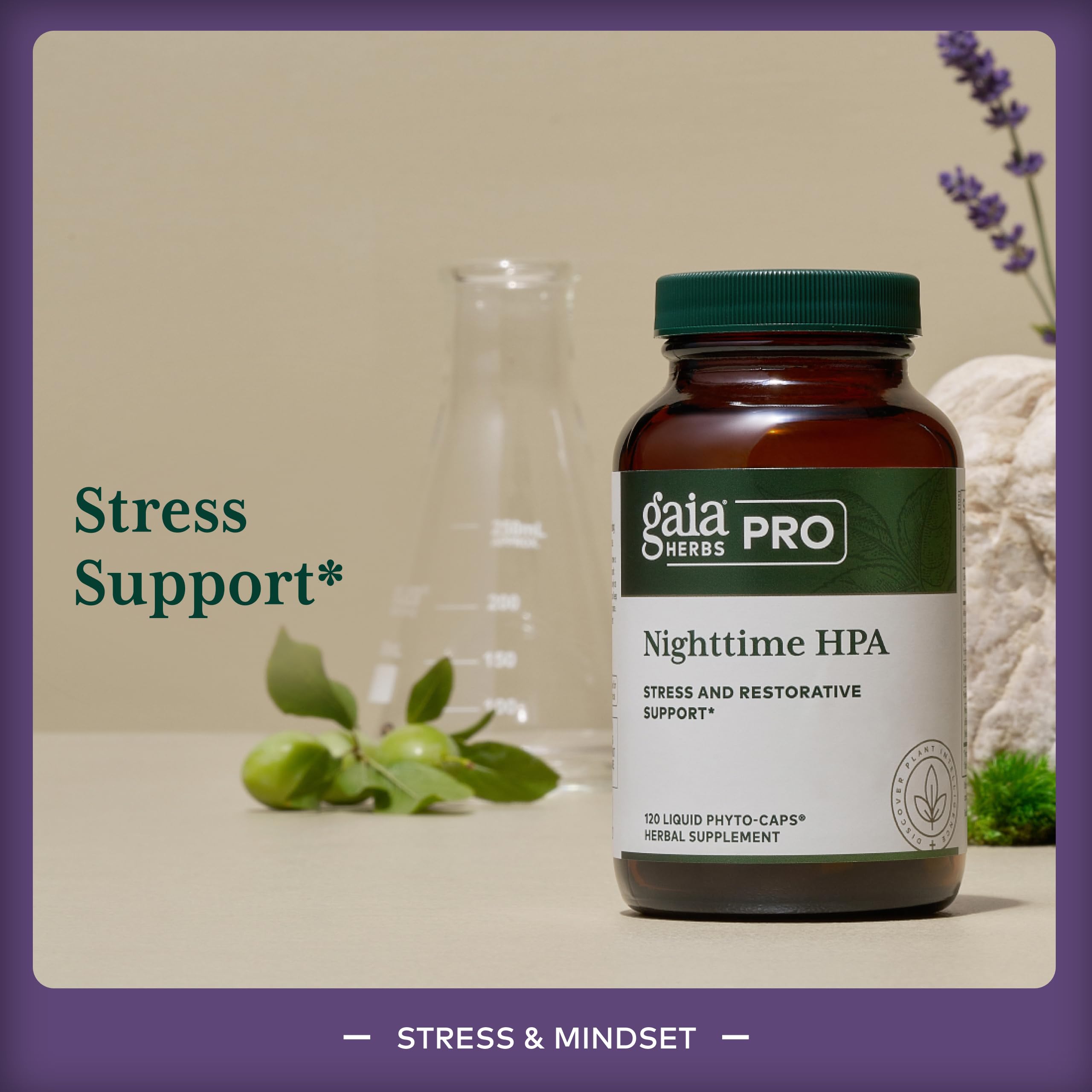 GAIA HERBS PRO Nighttime HPA capsules close-up