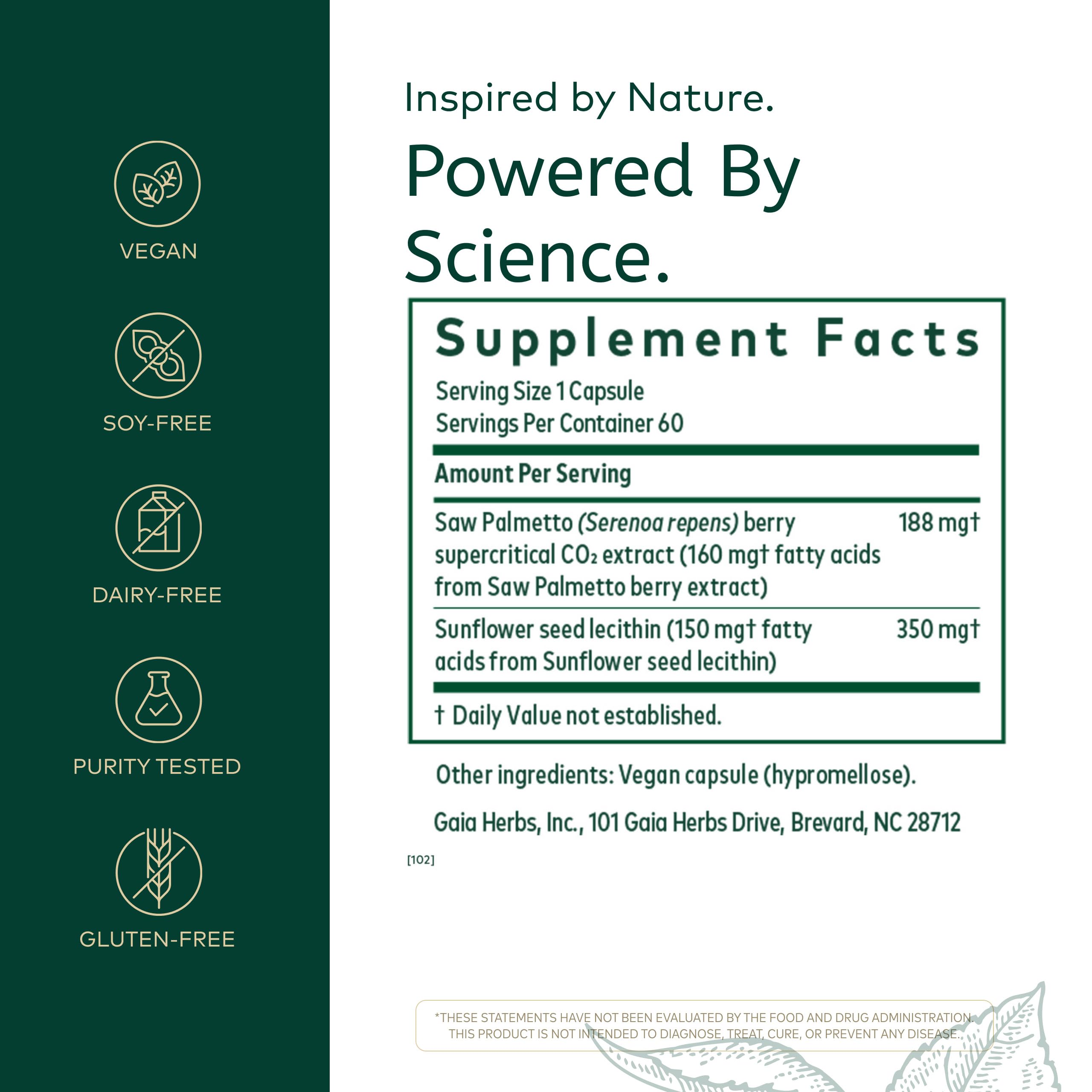 Gaia Herbs PRO Saw Palmetto Supplement capsule close-up
