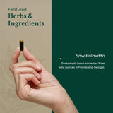 Gaia Herbs PRO Saw Palmetto supplement on a wooden table
