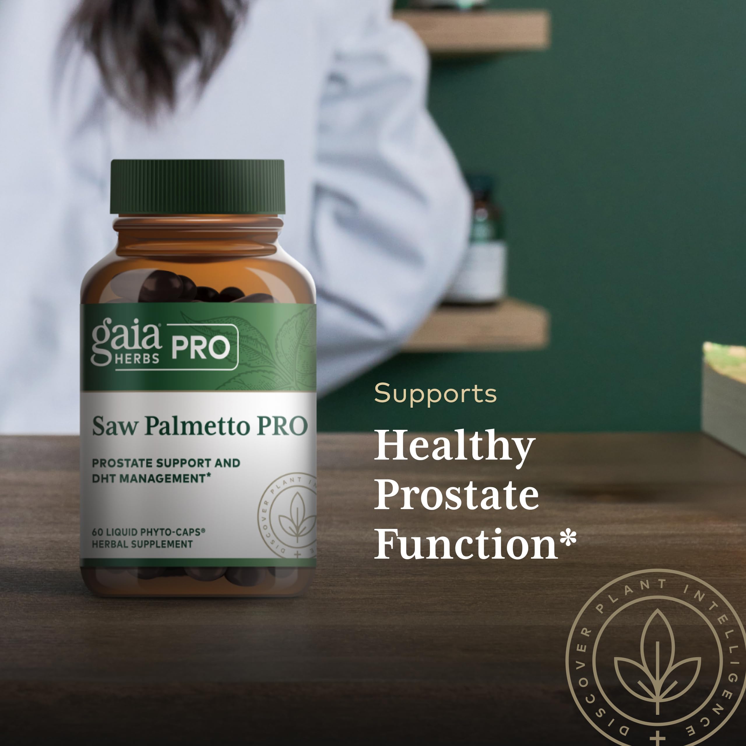 Gaia Herbs PRO Saw Palmetto Supplement side view