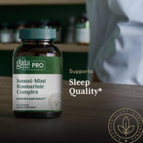 Gaia Herbs PRO Somni-Mint Rosmarinic Complex 60 Capsules on a wooden table