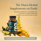 Gaia Herbs Quercetin Synergy supplement capsules on a wooden surface