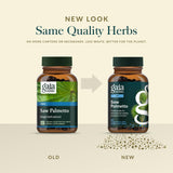 Gaia Herbs Saw Palmetto Supplement on a wooden table