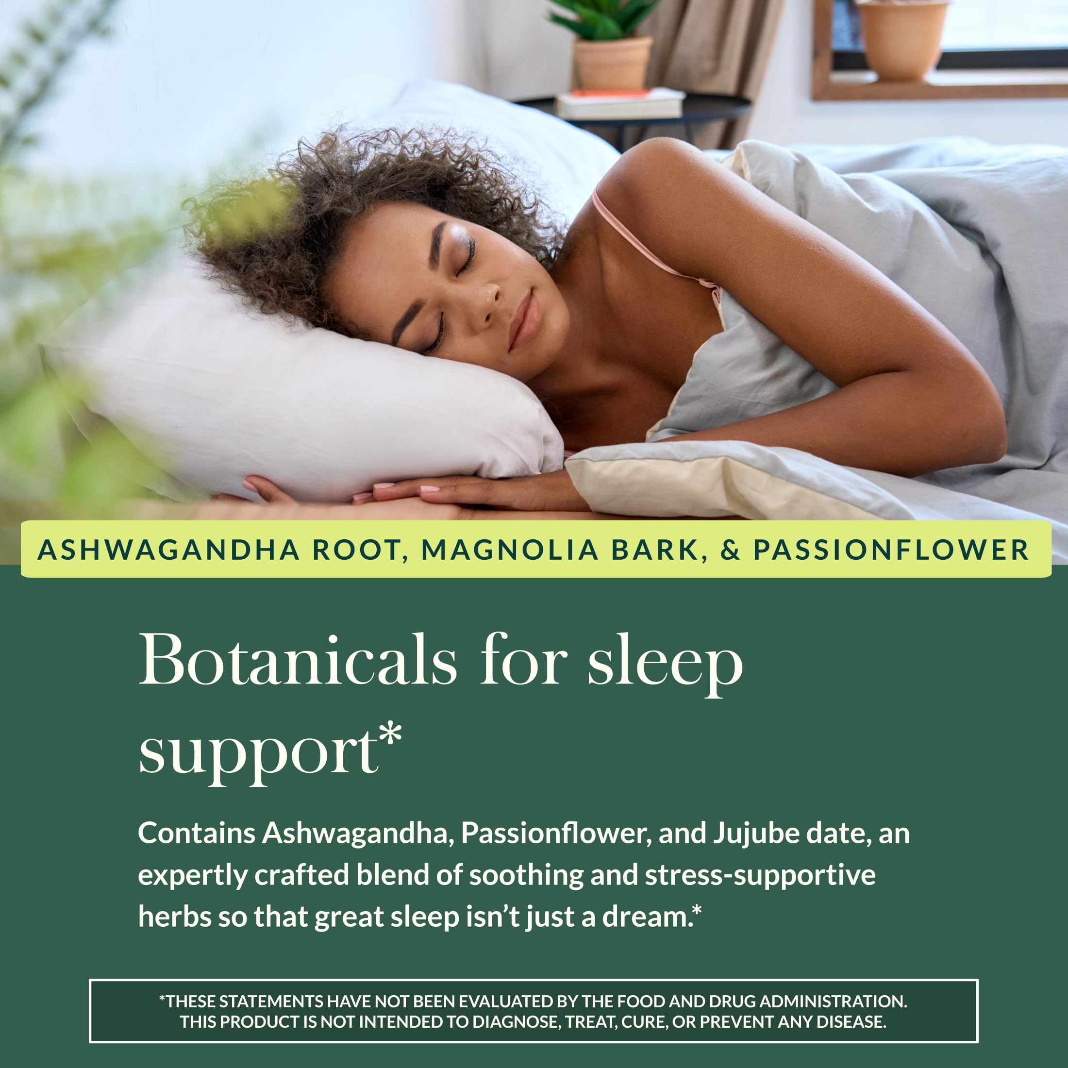 Gaia Herbs SleepThru capsules in a clear glass
