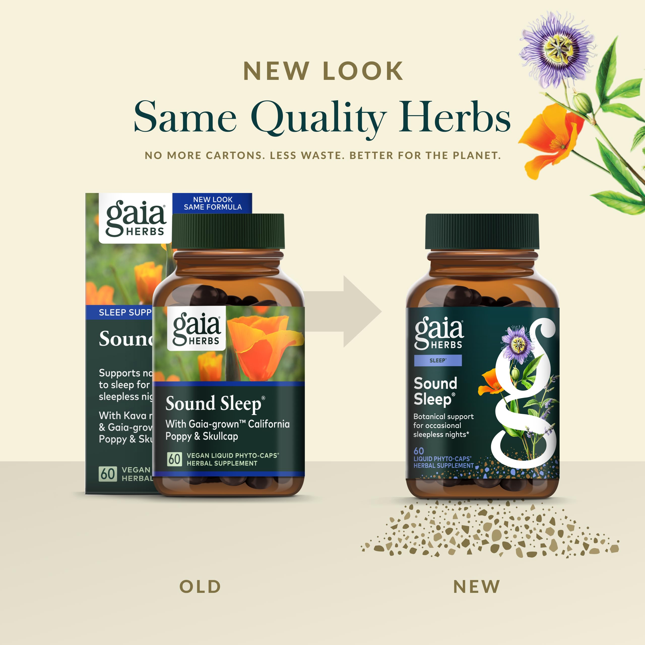 Gaia Herbs Sound Sleep Herbal Supplement 60 Capsules close-up