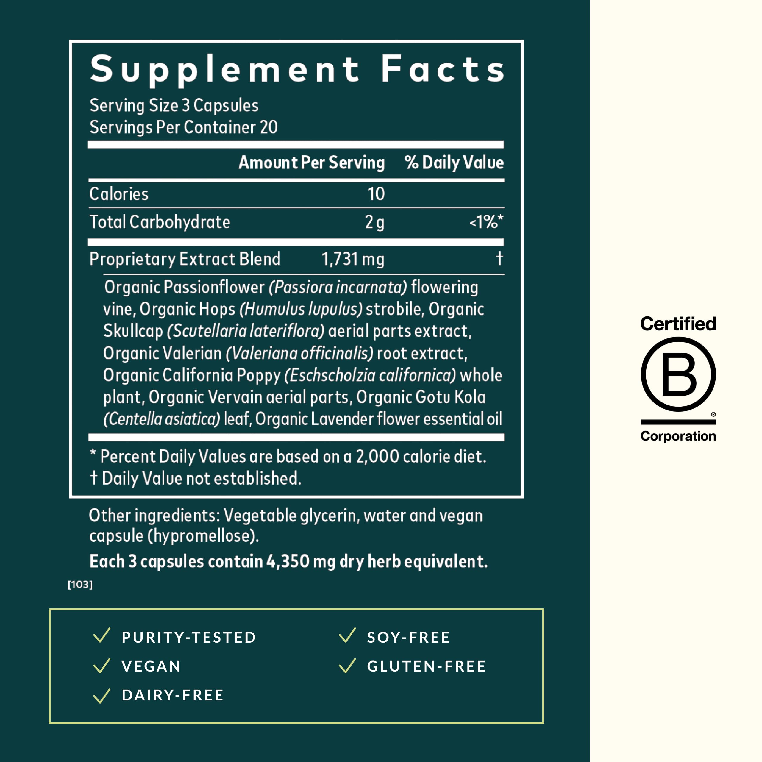 Gaia Herbs Sound Sleep Herbal Supplement 60 Capsules ingredients list
