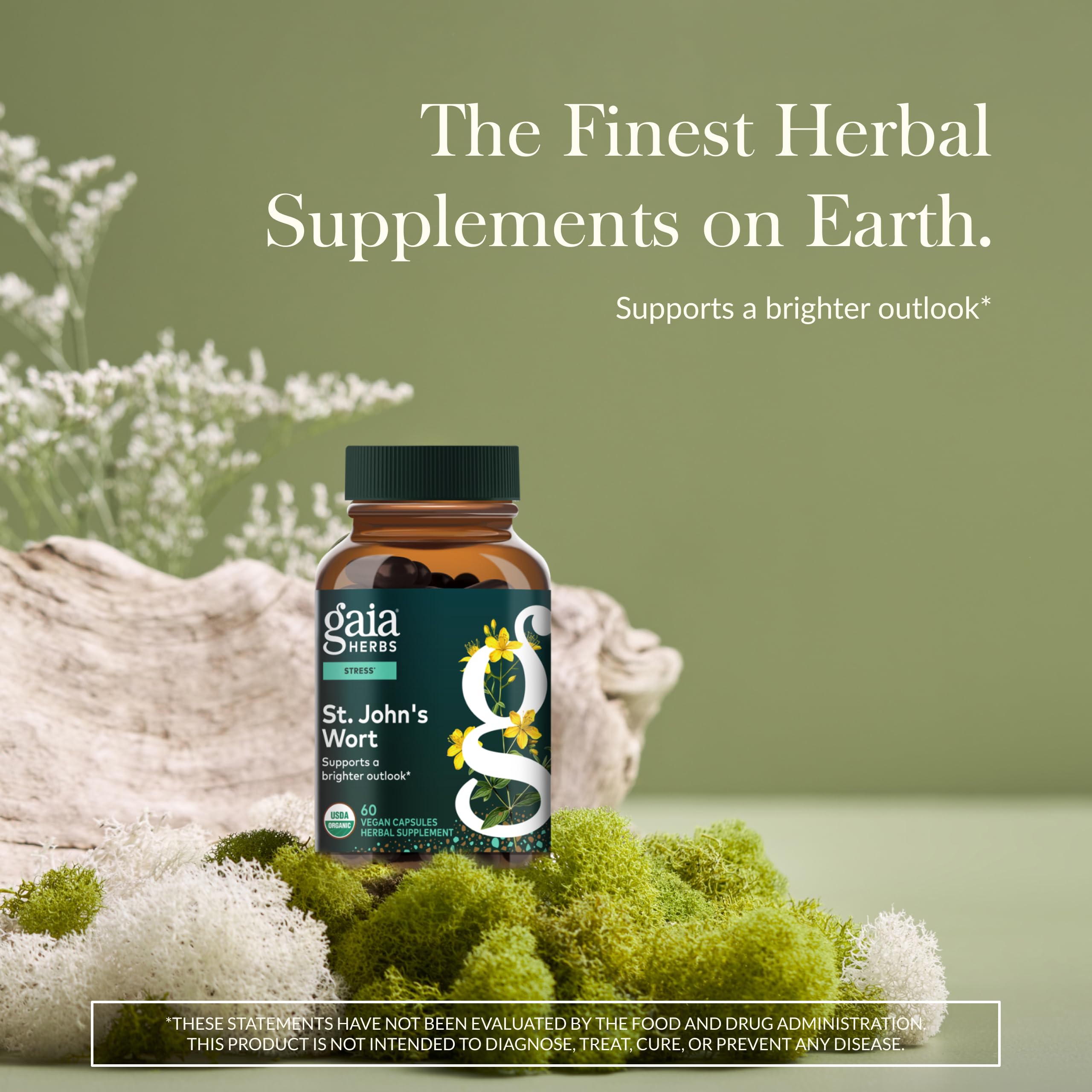 Gaia Herbs St. John's Wort 333mg Herbal Supplement side view