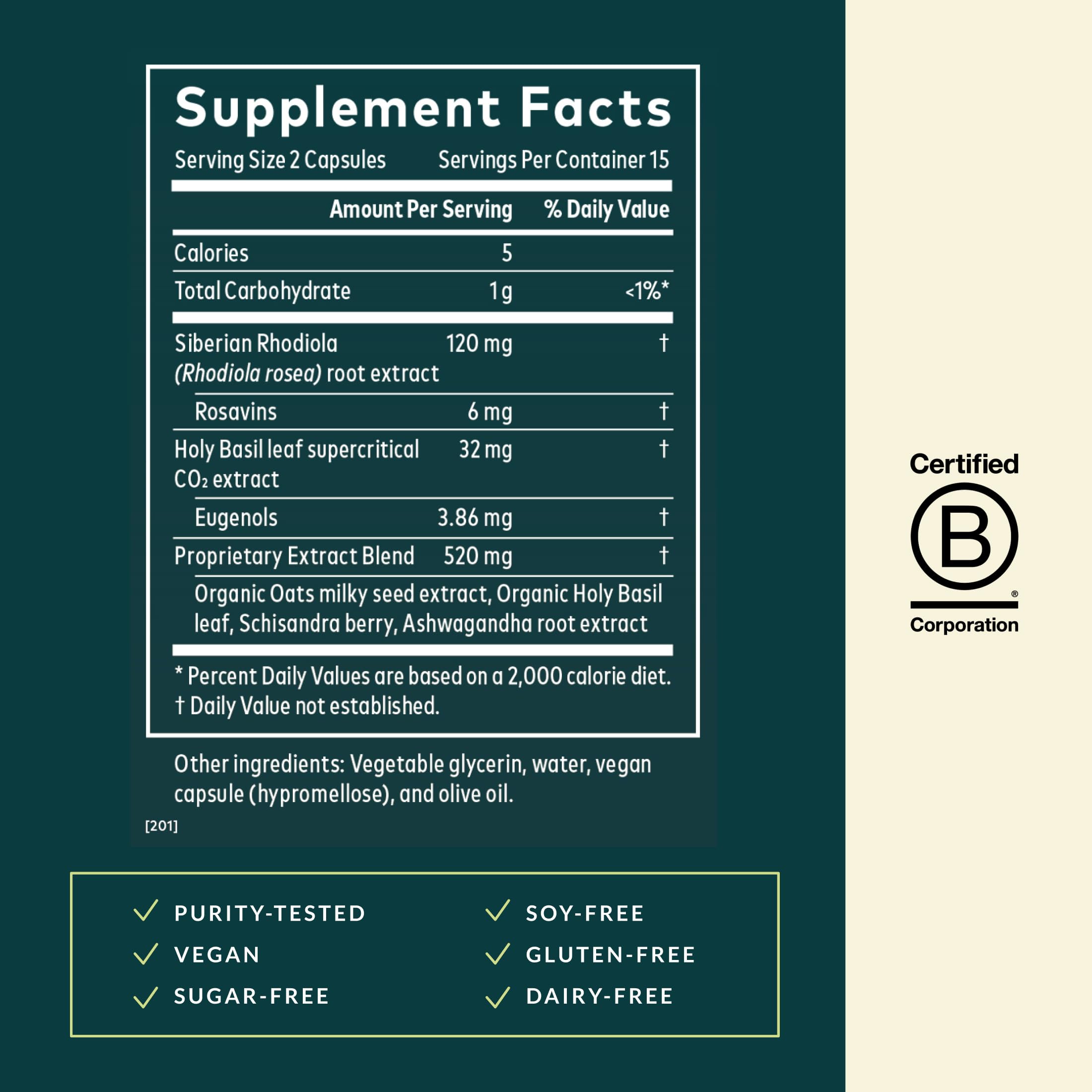 Gaia Herbs Stress Response Herbal Supplement capsule close-up