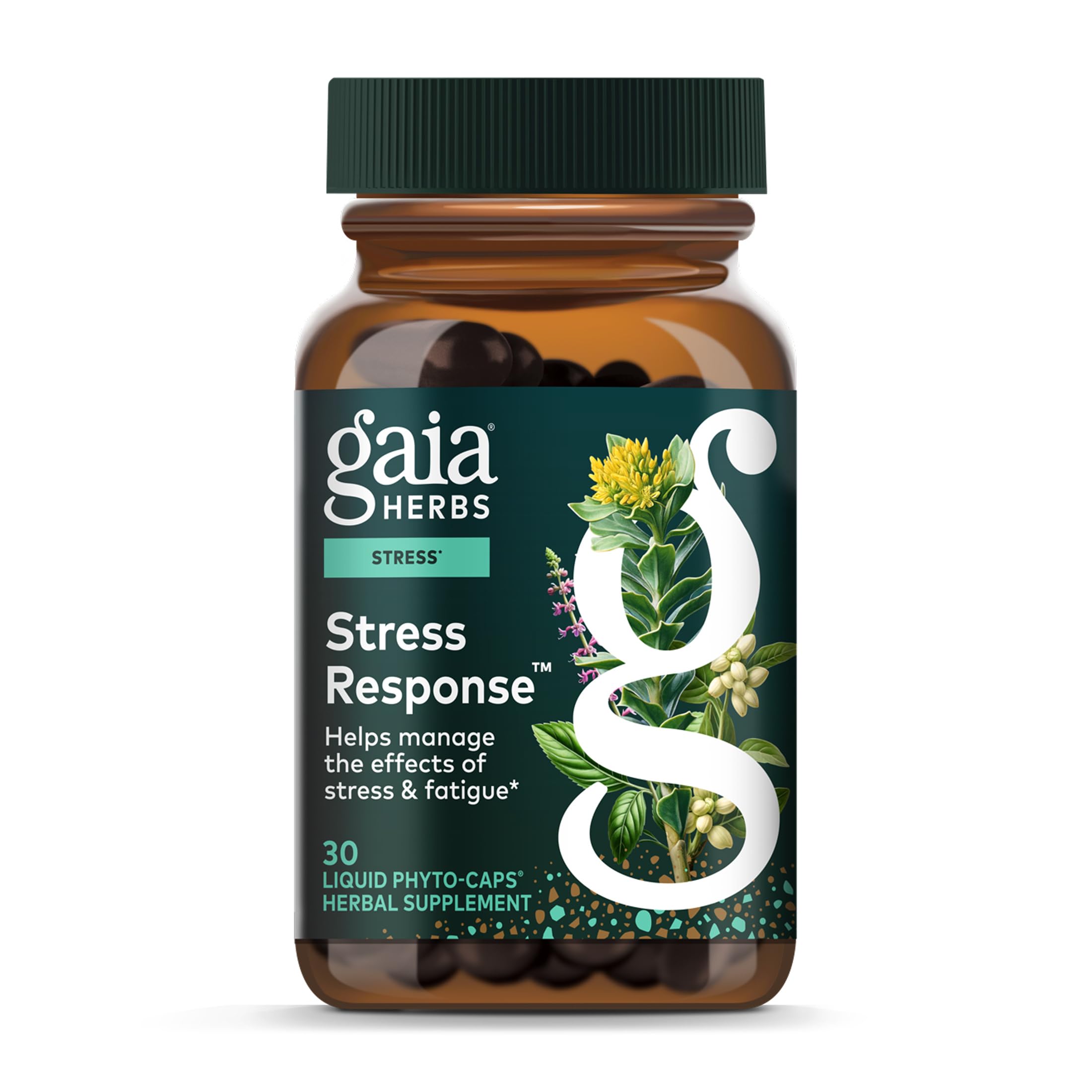Gaia Herbs Stress Response Herbal Supplement front view