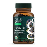 Gaia Herbs Turkey Tail Mushroom Supplement front view, 40 capsules