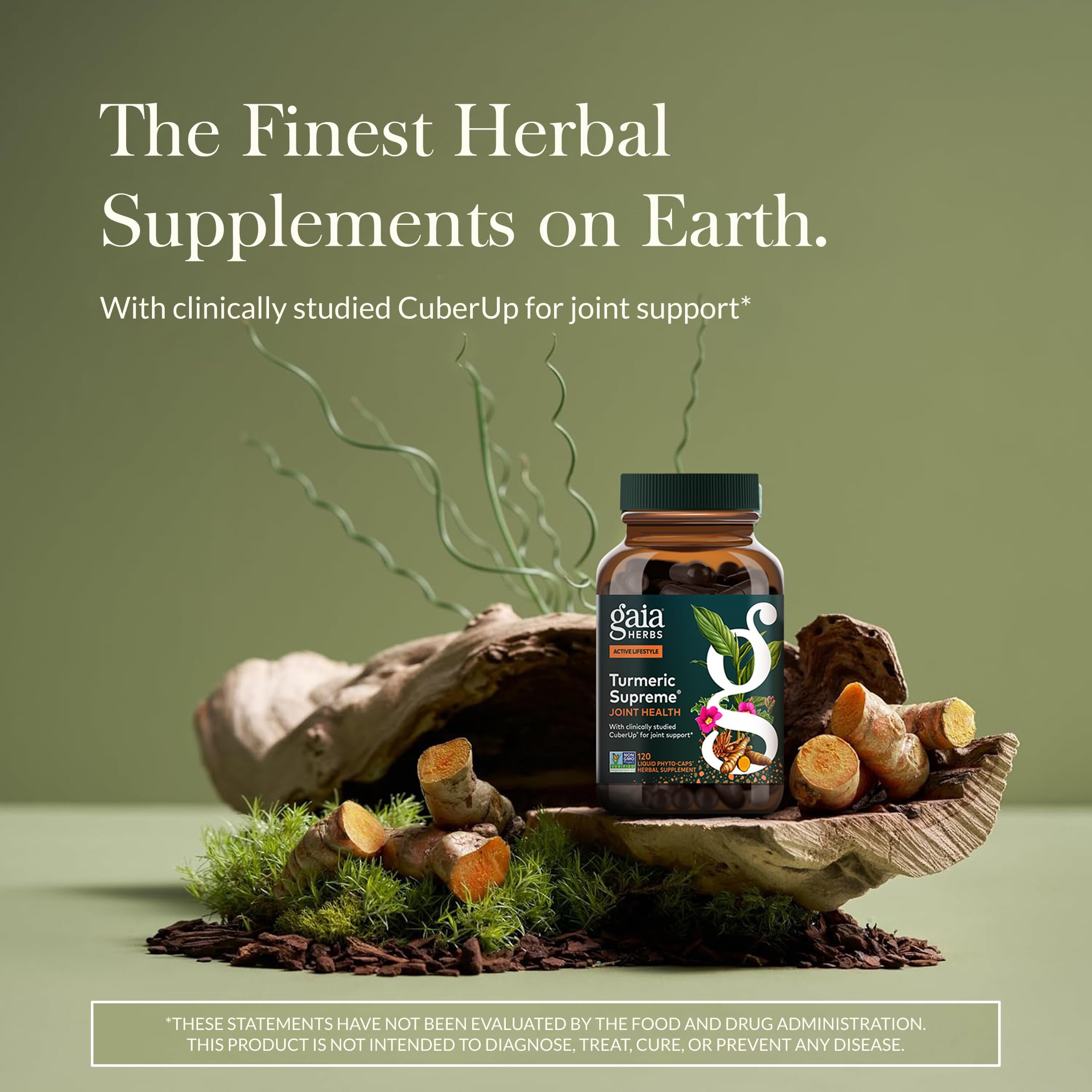 Gaia Herbs Turmeric Curcumin Extract 60 Capsules side view