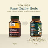 Gaia Herbs Turmeric Curcumin Extract capsules on wooden table
