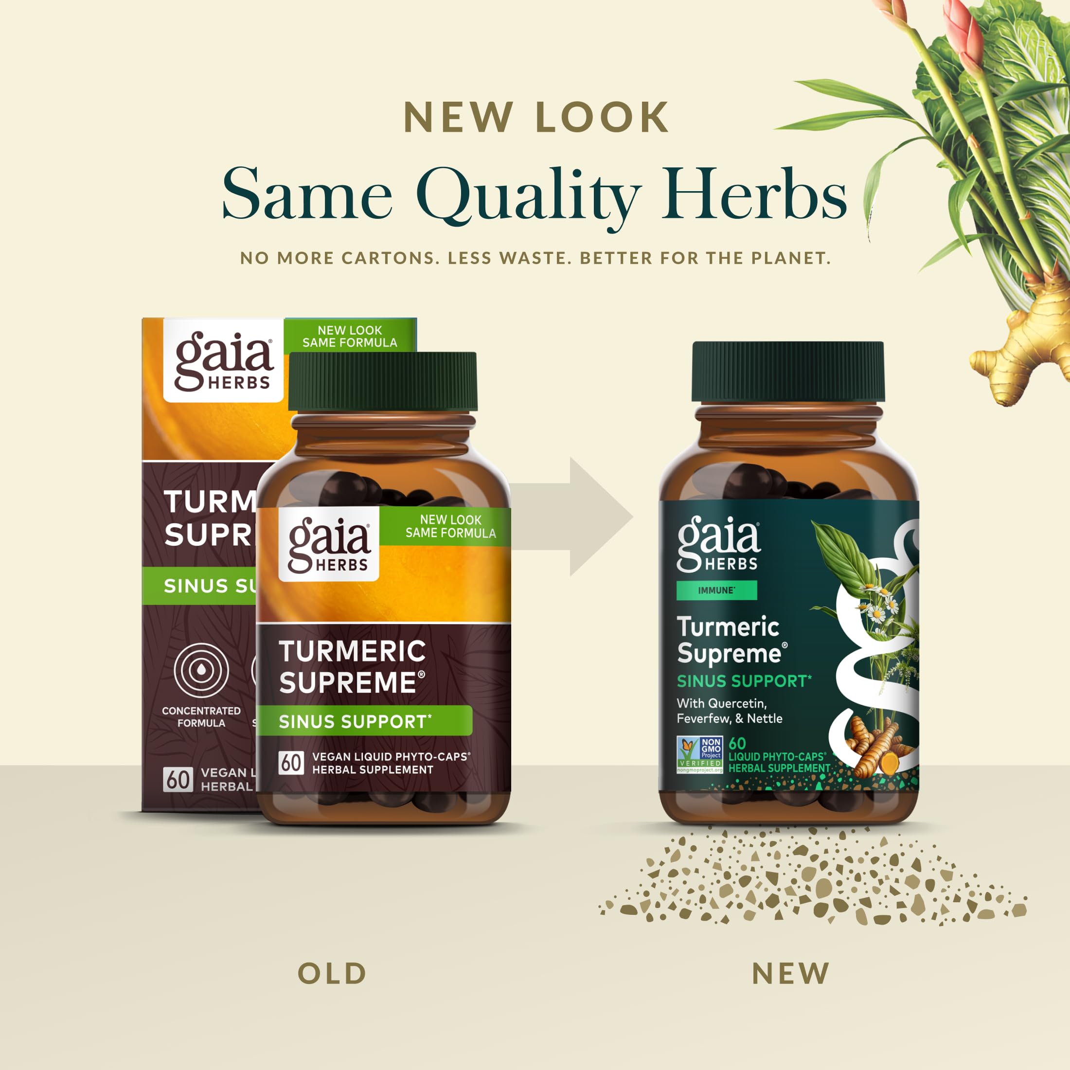 Gaia Herbs Turmeric with Black Pepper Capsules close-up