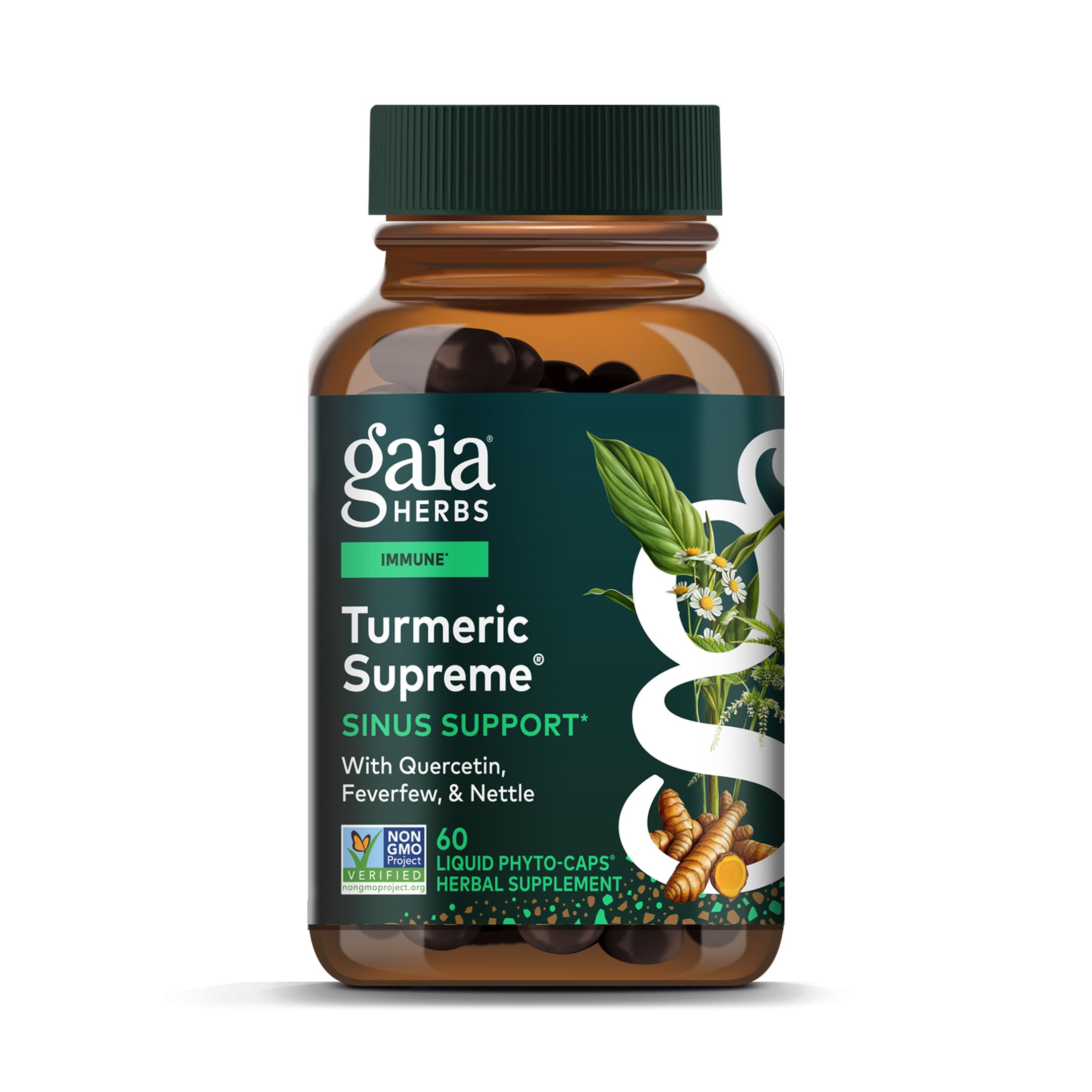 Gaia Herbs Turmeric with Black Pepper Capsules front view