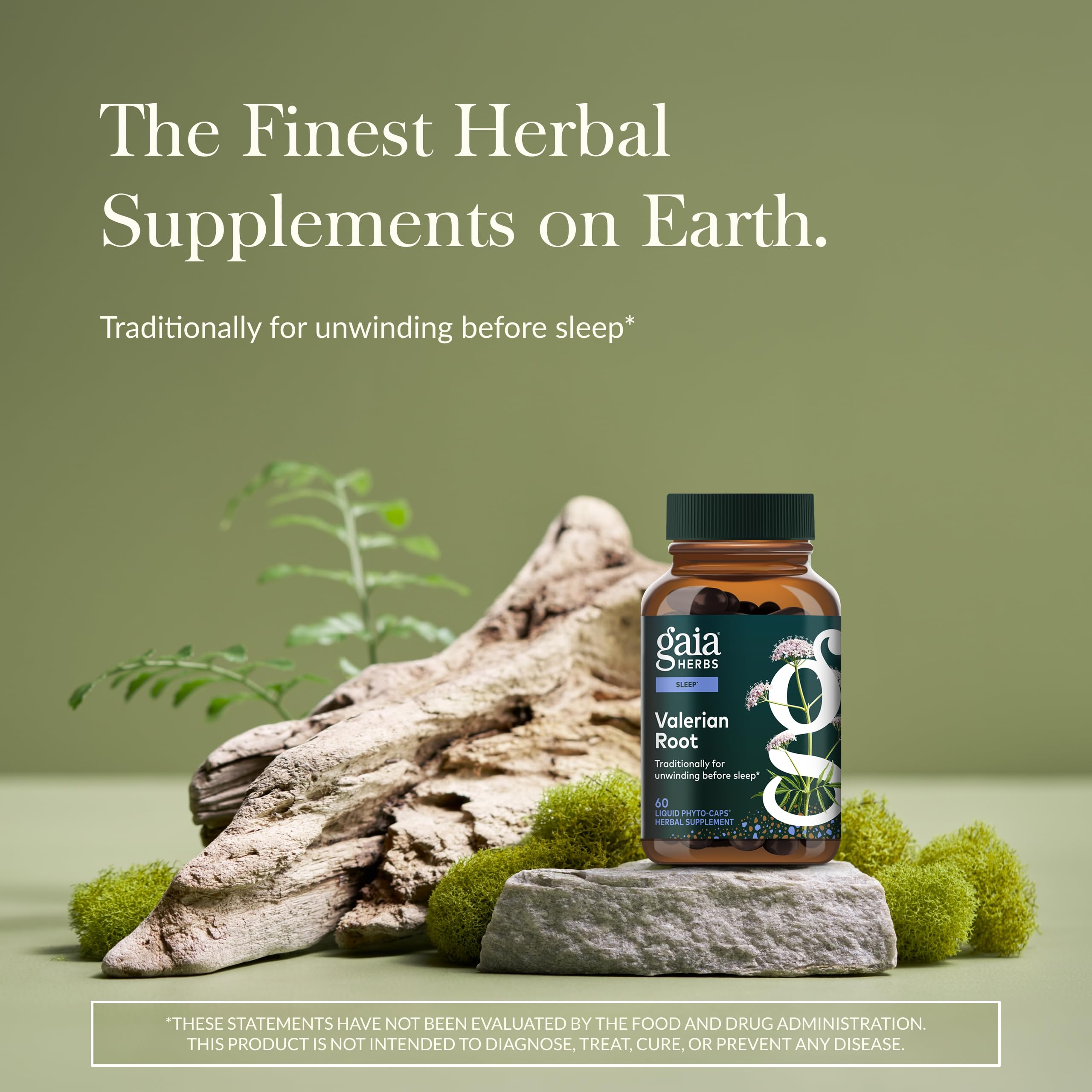 Gaia Herbs Valerian Root Capsules bottle side view