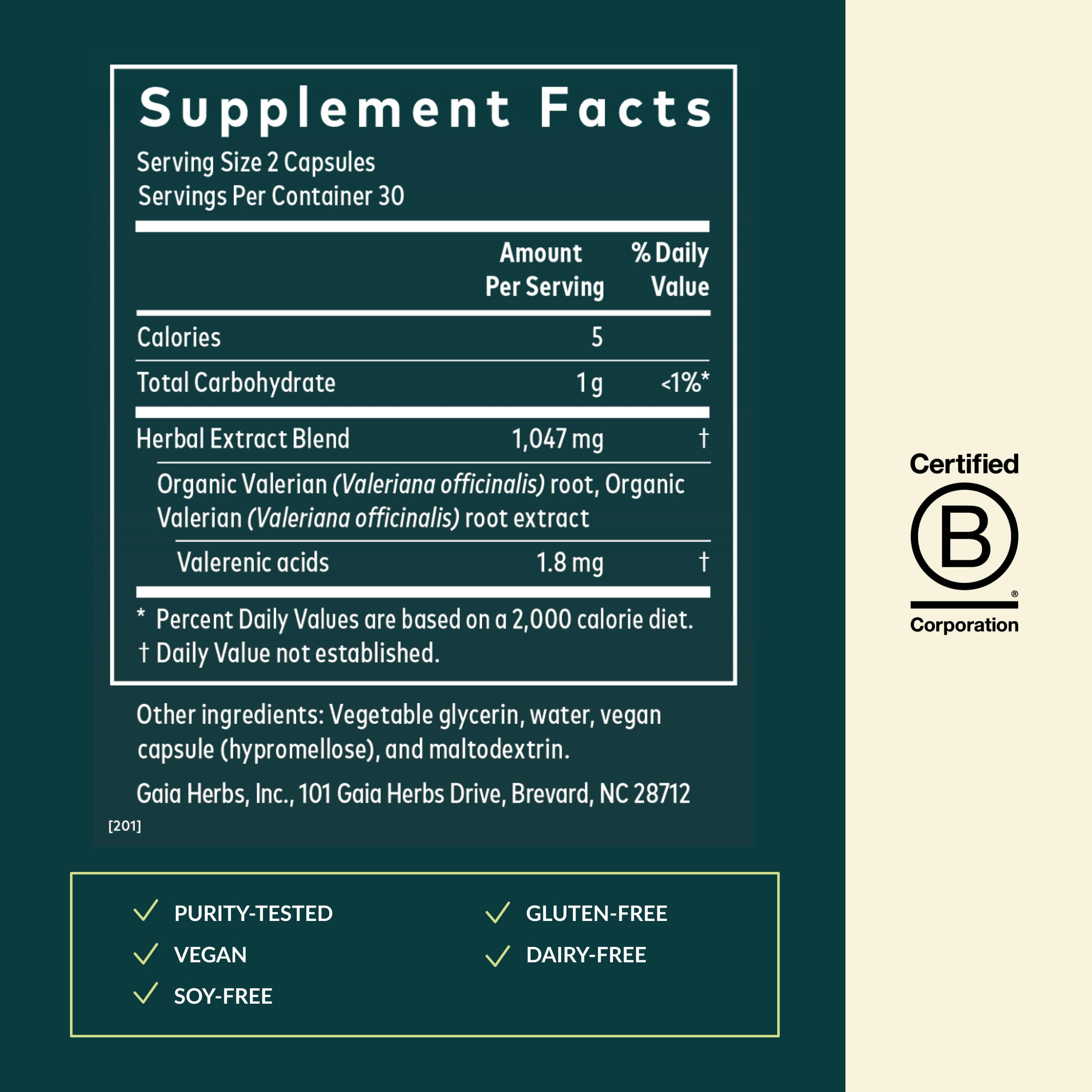 Gaia Herbs Valerian Root Capsules ingredients list