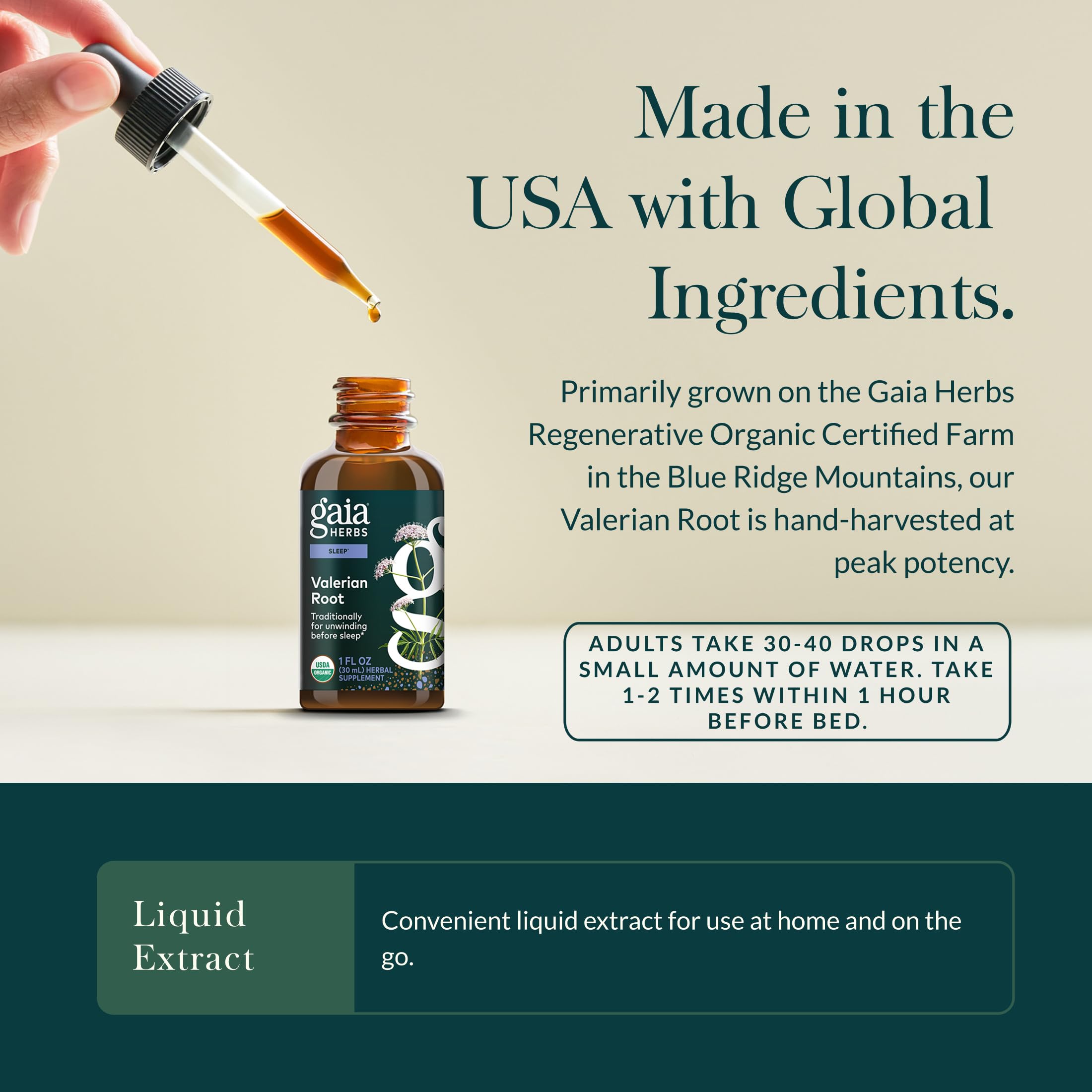 Gaia Herbs Valerian Root Organic Liquid Extract packaging