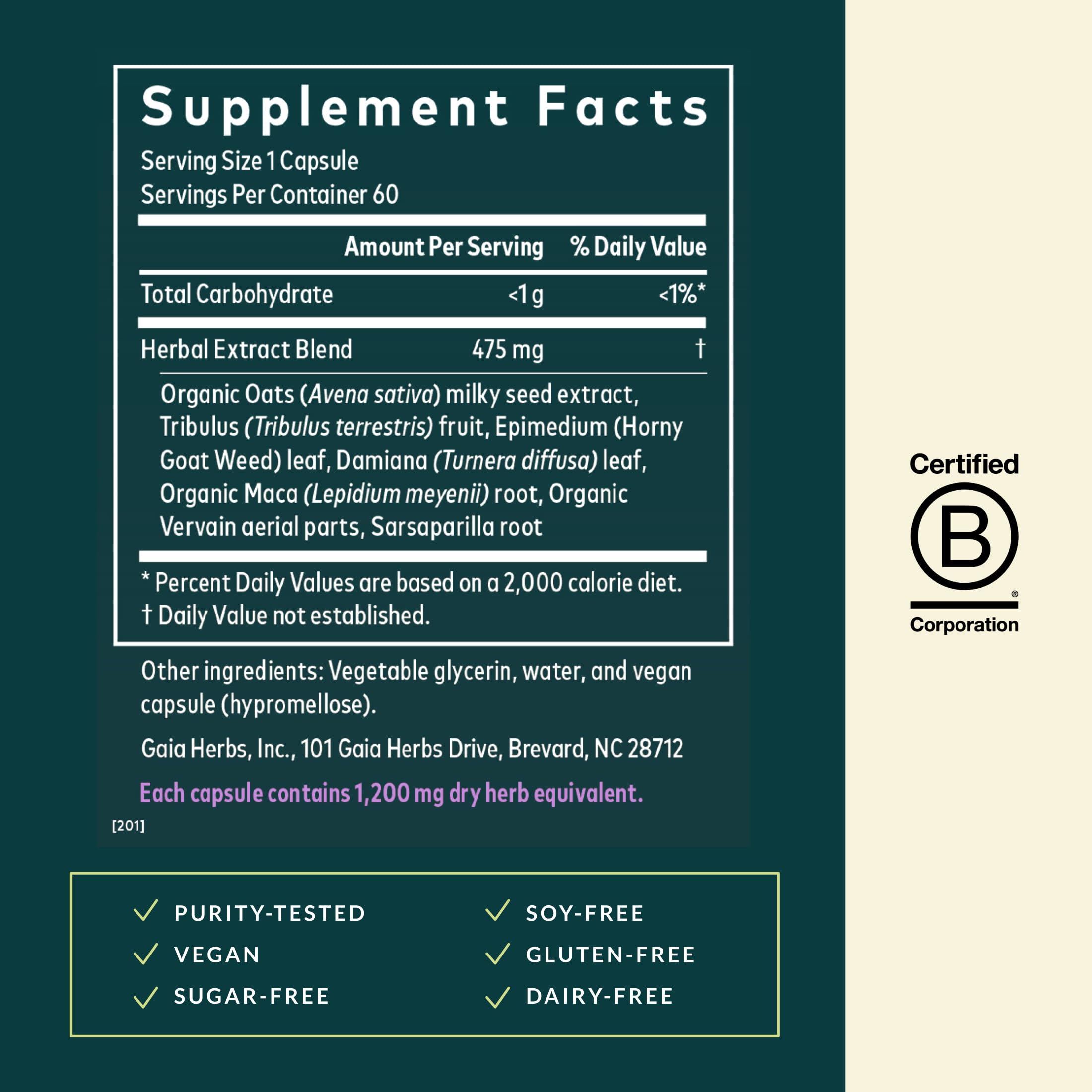 Gaia Herbs Women's Libido Support supplement ingredients list