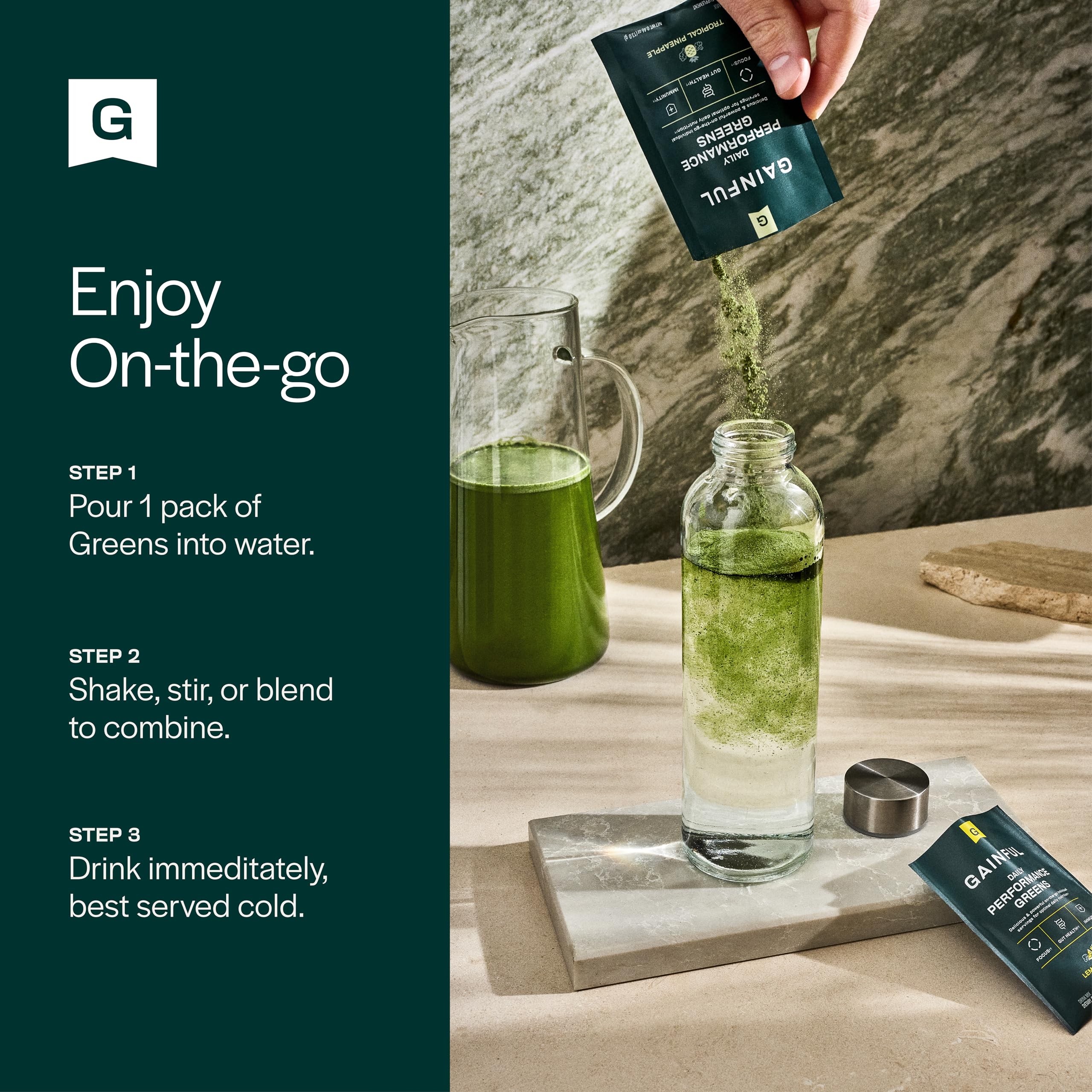 Gainful Performance Greens Chlorella Supplement lifestyle scene