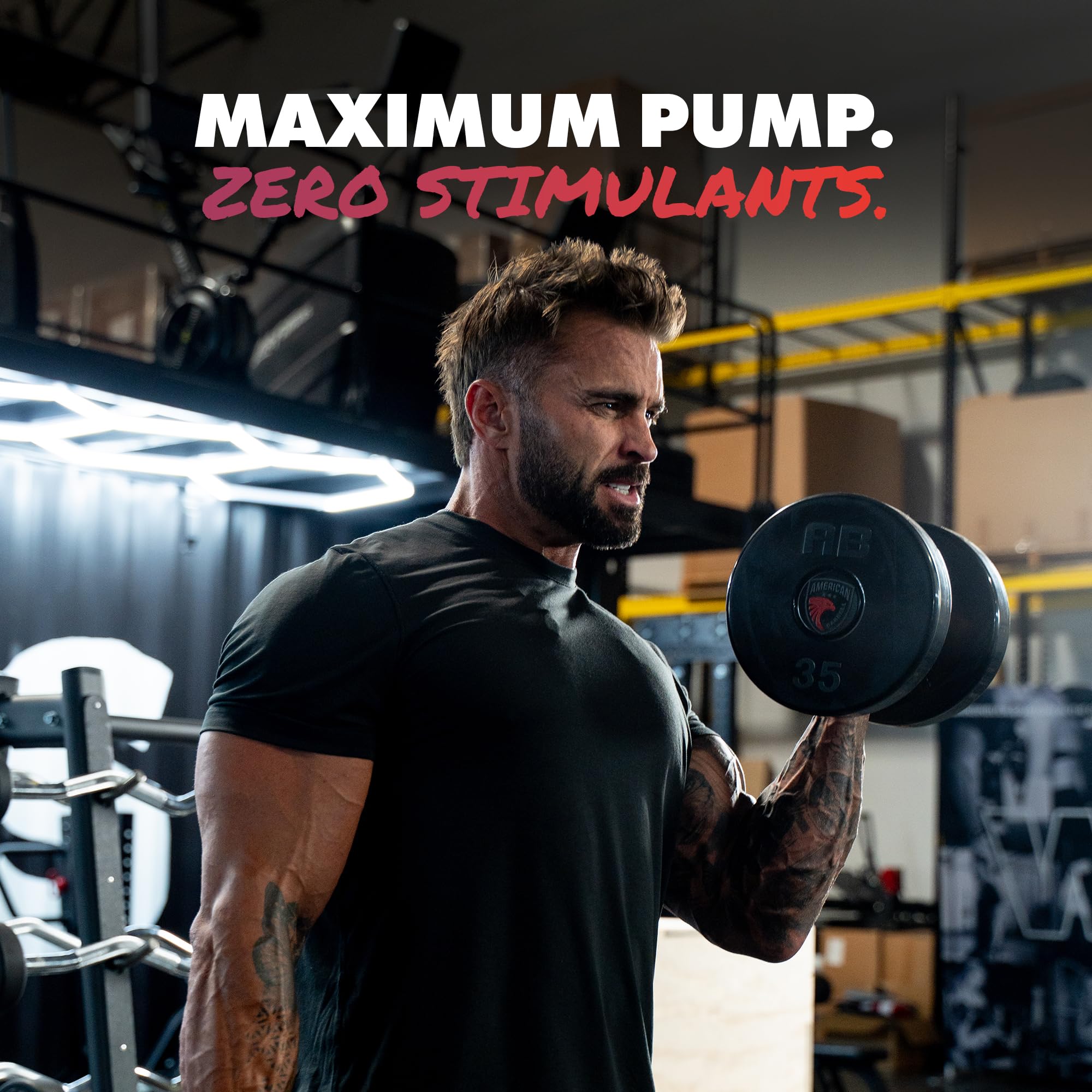 GAINS IN BULK Argi-Pump L-Arginine Supplement with workout gear