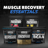 GAINS IN BULK Instantized BCAAs displayed with other supplements