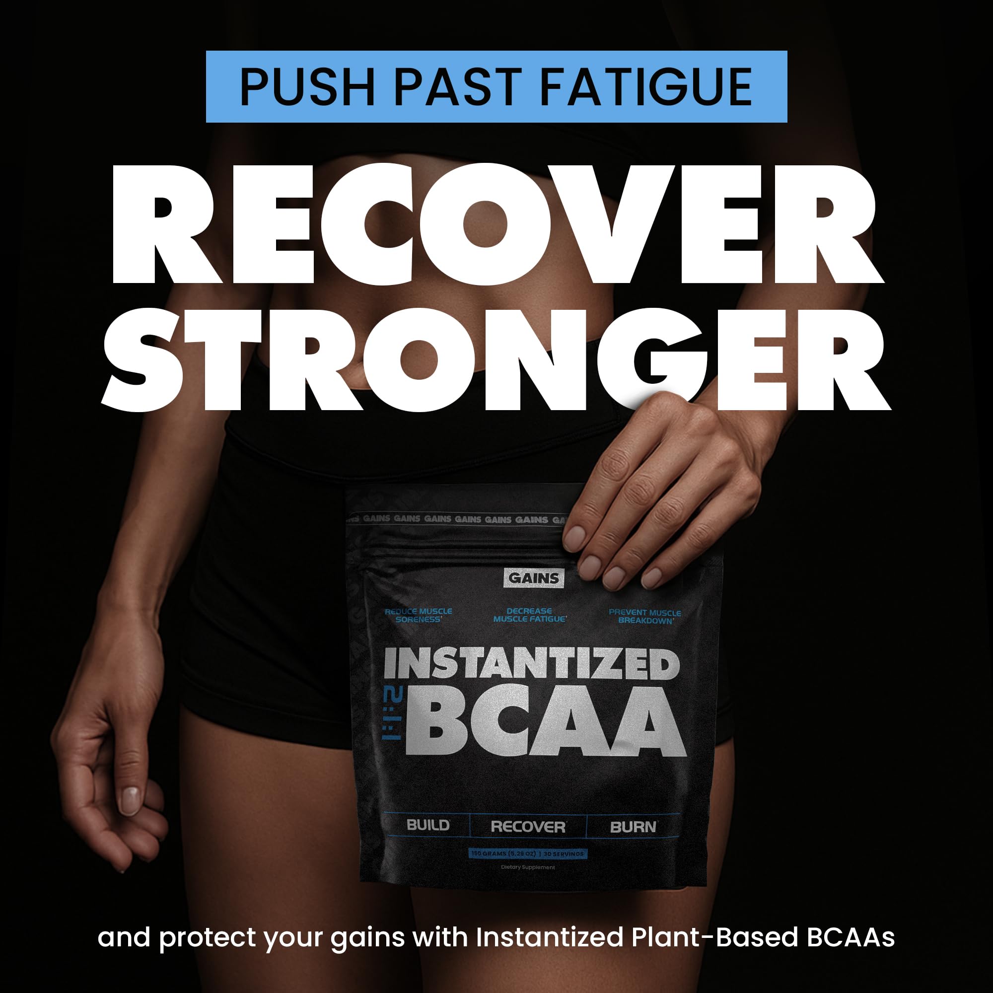 GAINS IN BULK Instantized BCAAs in a fitness bag