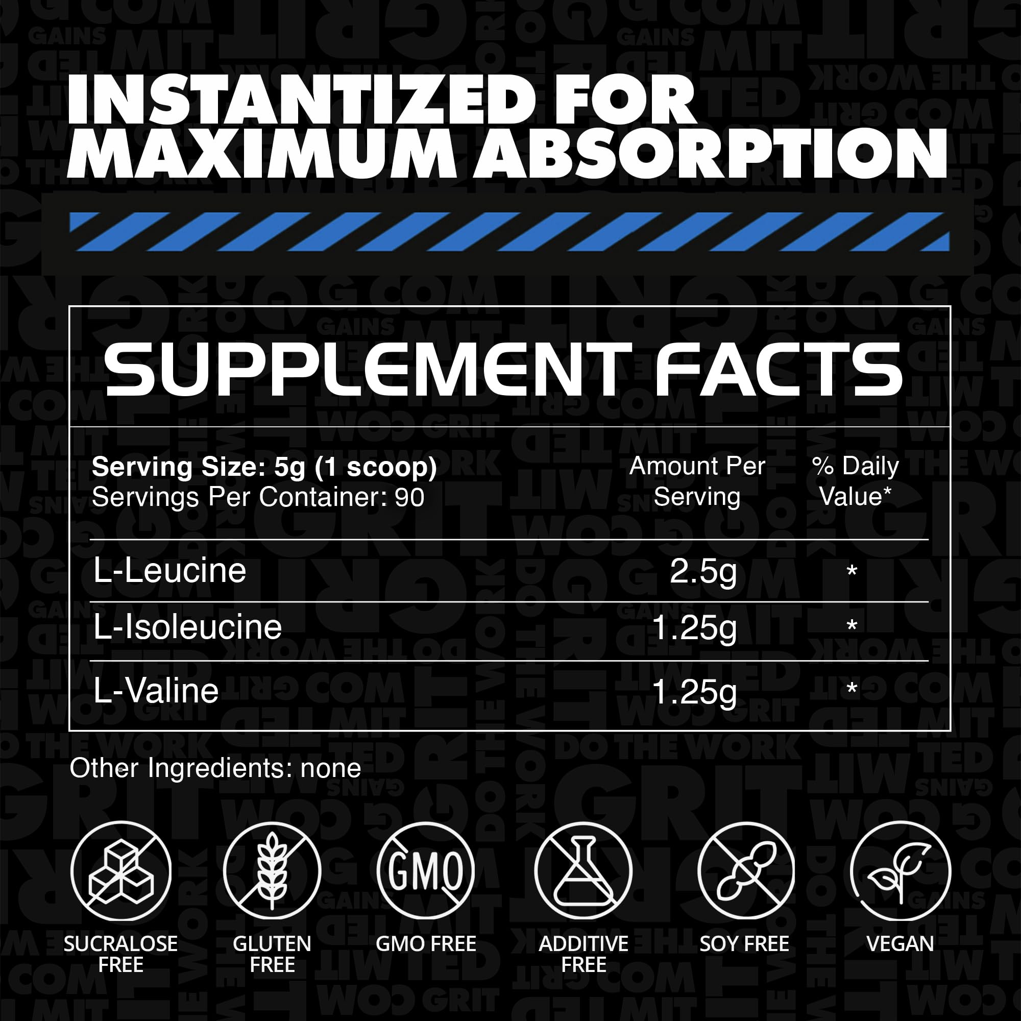 GAINS IN BULK Instantized BCAAs nutritional information