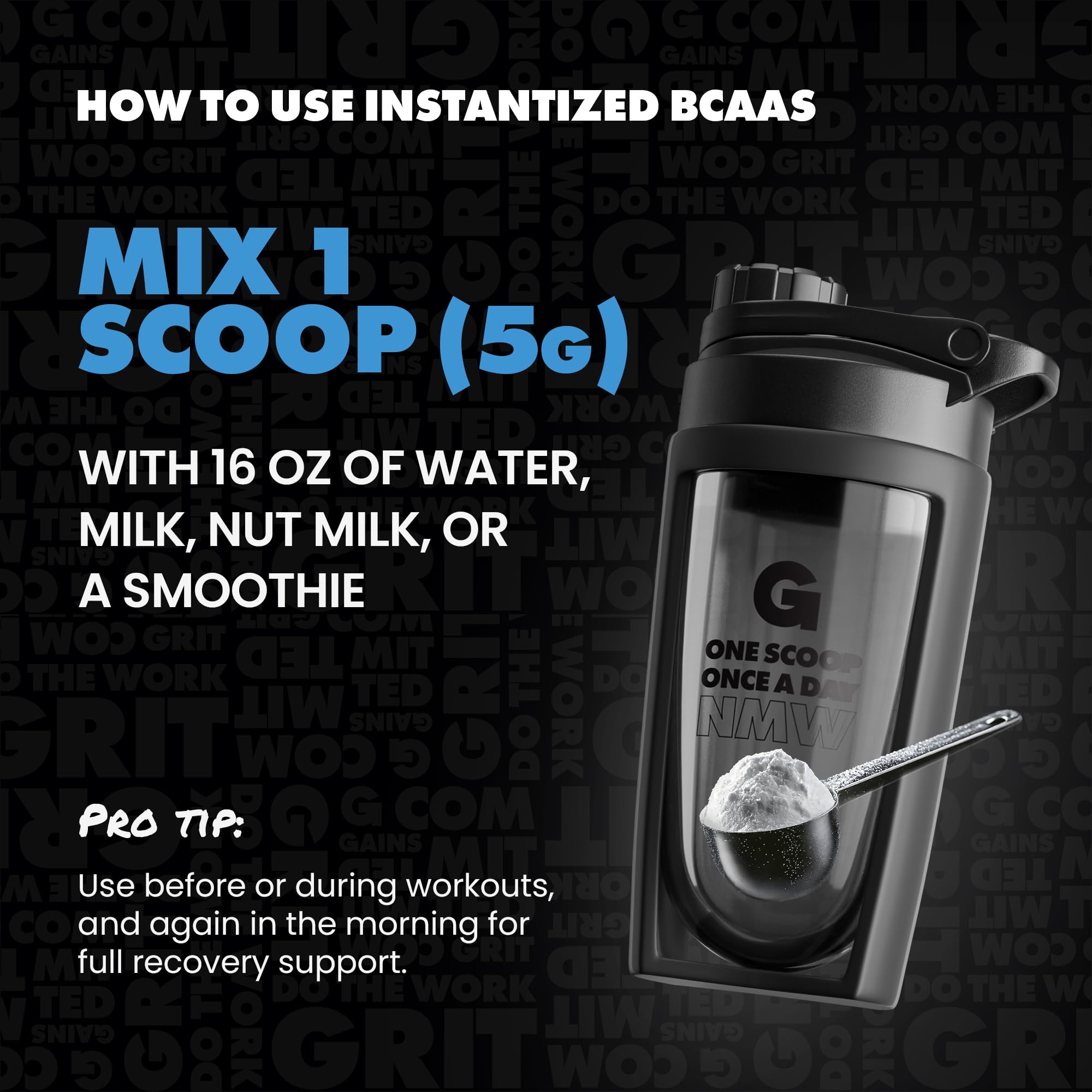 GAINS IN BULK Instantized BCAAs nutritional information label