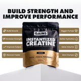 GAINS IN BULK Instantized Creatine 150g powder side view