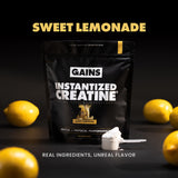 GAINS IN BULK Instantized Creatine 290g scoop and powder