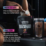 GAINS IN BULK Instantized Creatine Powder 235g label close-up