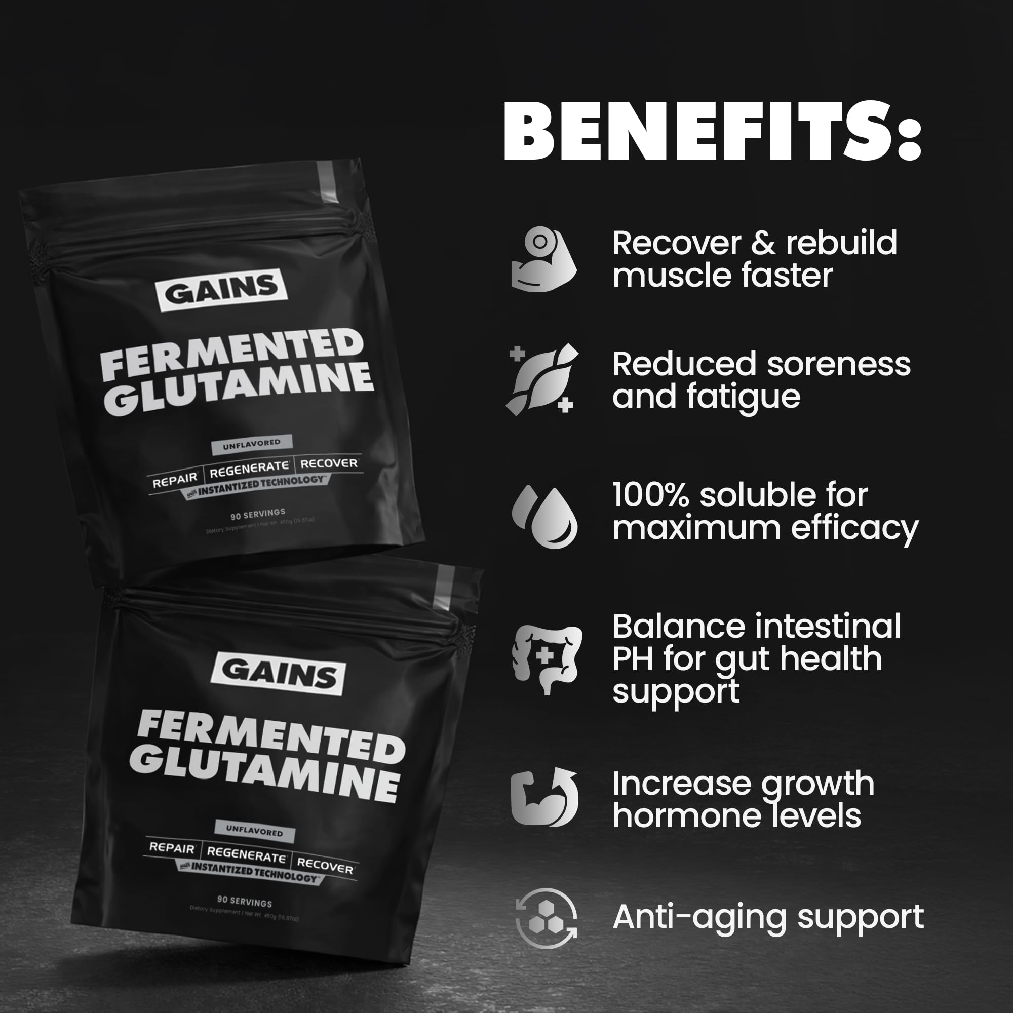 GAINS IN BULK L-Glutamine Powder 454g nutritional information