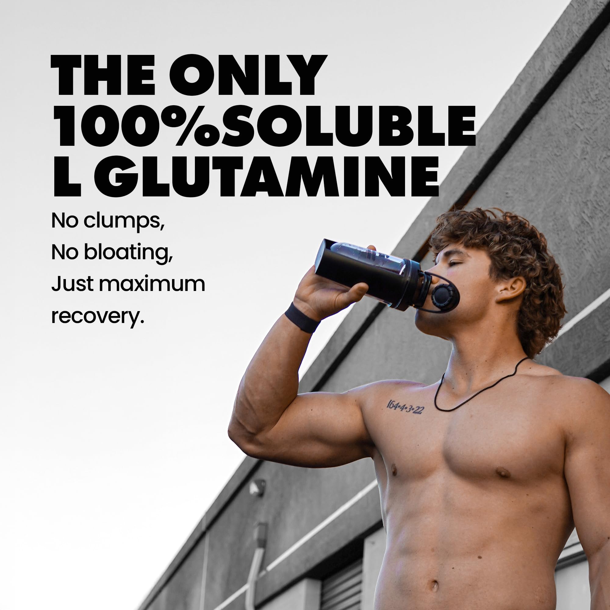 GAINS IN BULK L-Glutamine Powder 454g side view