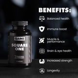 GAINS IN BULK Square 1 Multivitamin capsules packaging