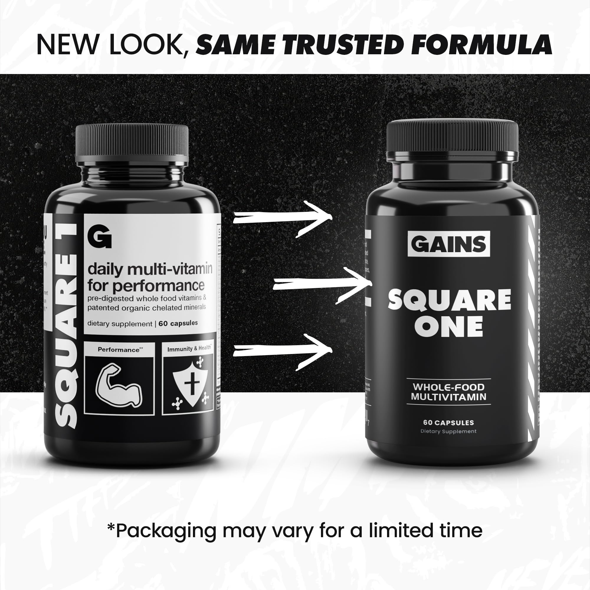 GAINS IN BULK Square 1 Multivitamin capsules side view