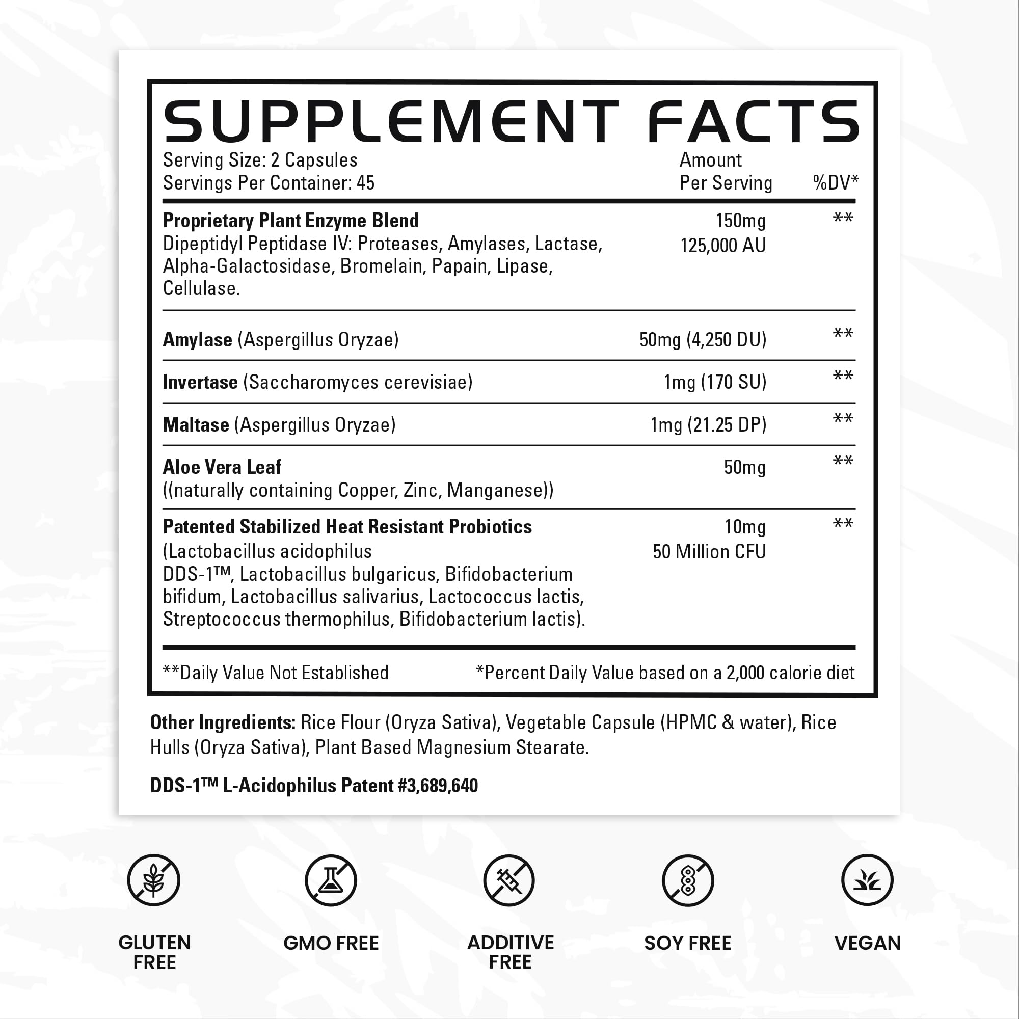 GAINS IN BULK Total daily Multi-Enzymes 90 Capsules capsules on a surface