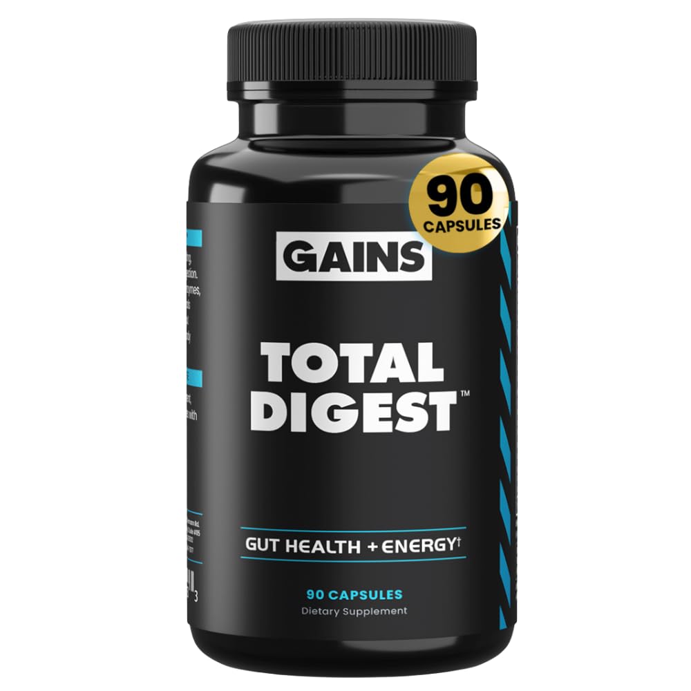 GAINS IN BULK Total daily Multi-Enzymes 90 Capsules front view