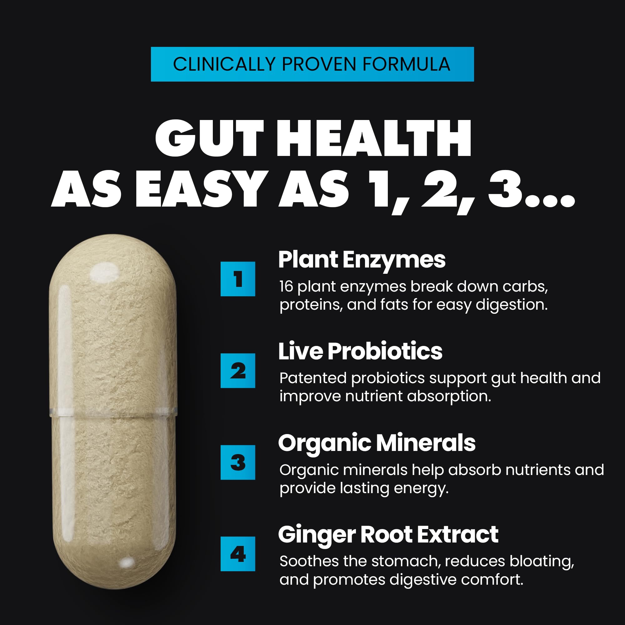 GAINS IN BULK Total daily Multi-Enzymes 90 Capsules opened bottle