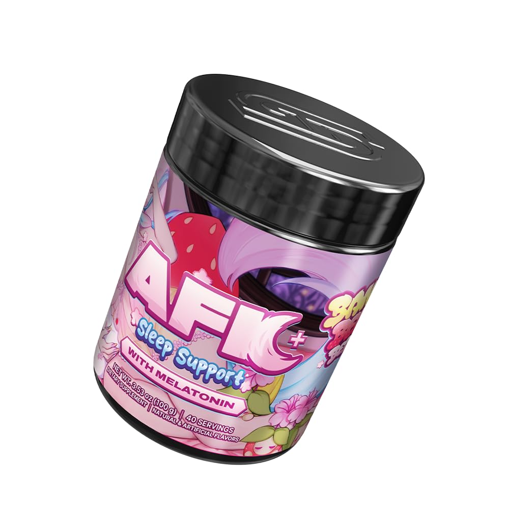 Gamer Supps AFK+ Bananaberry Sleep Supplement scoop and powder