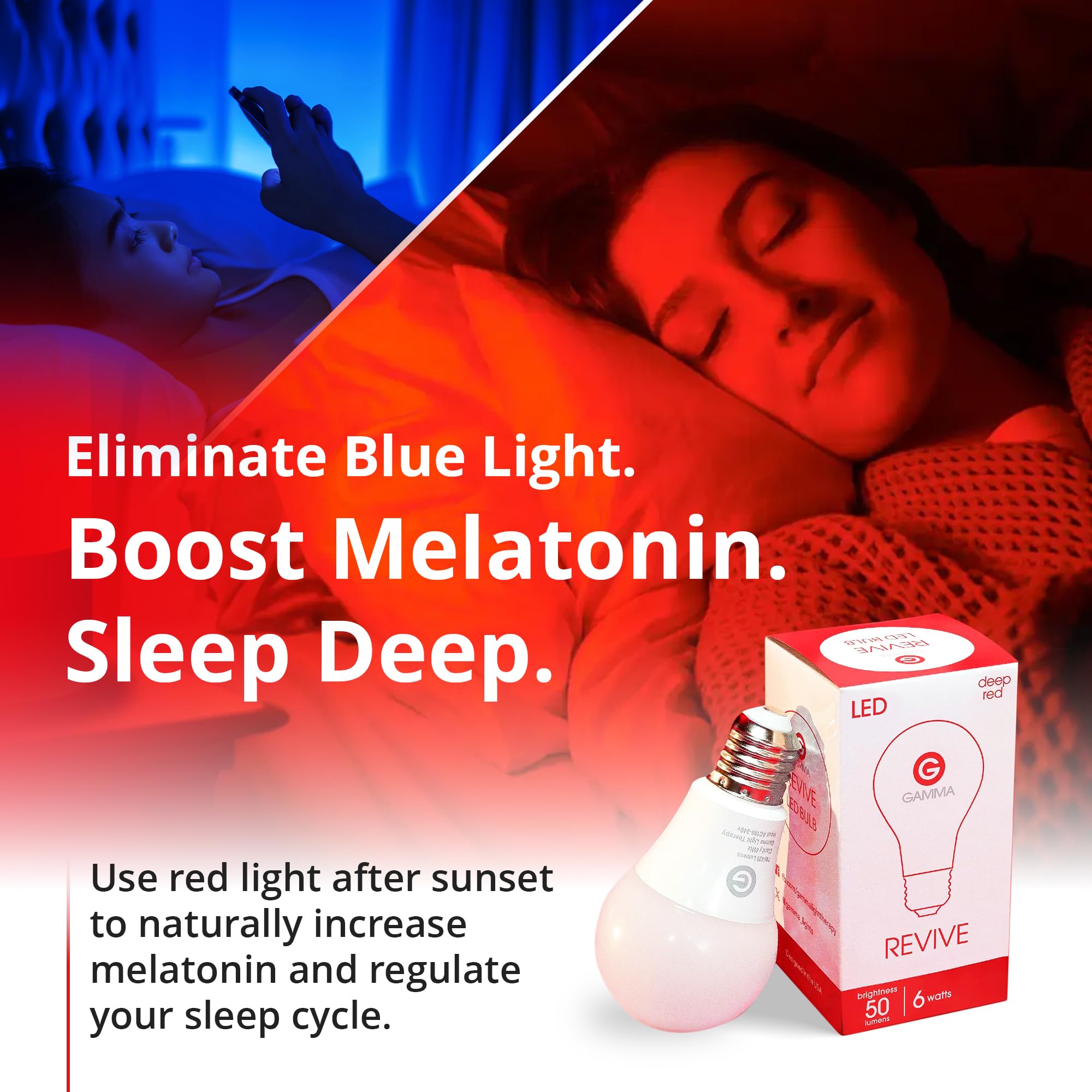 Gamma Light Therapy Revive Red Light Bulb packaging