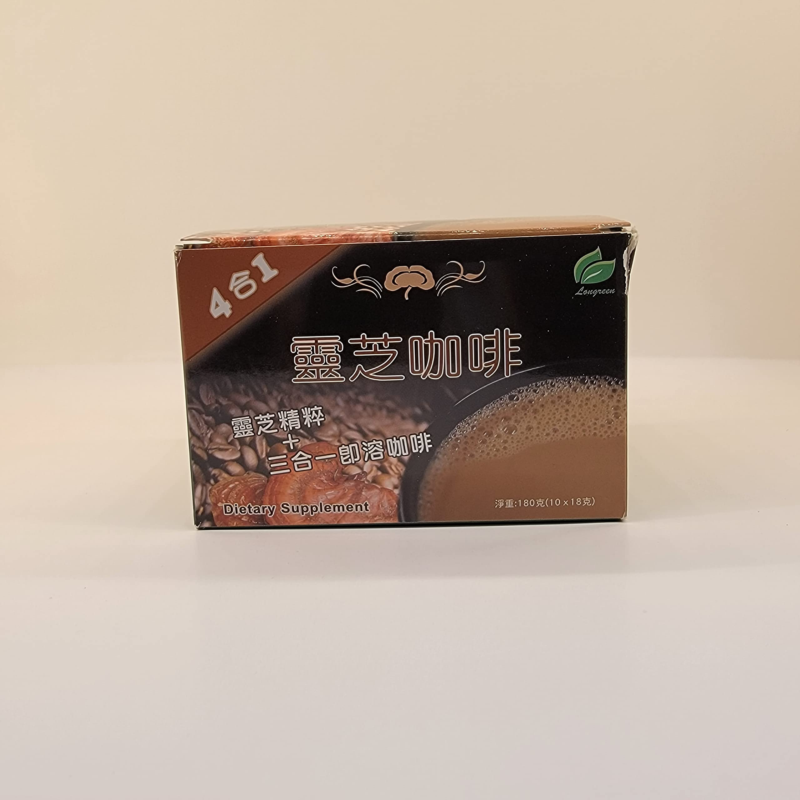 Ganoderma Reishi 4-IN-1 Coffee 222g back view with nutritional information