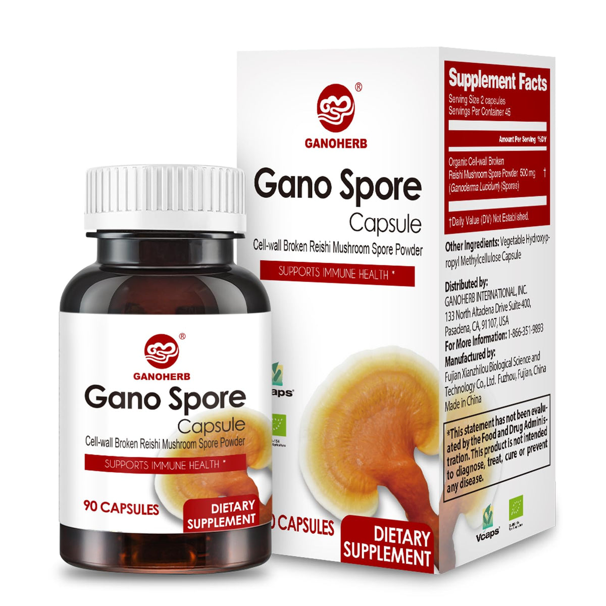 GANOHERB Reishi Mushroom Capsules 100g front view