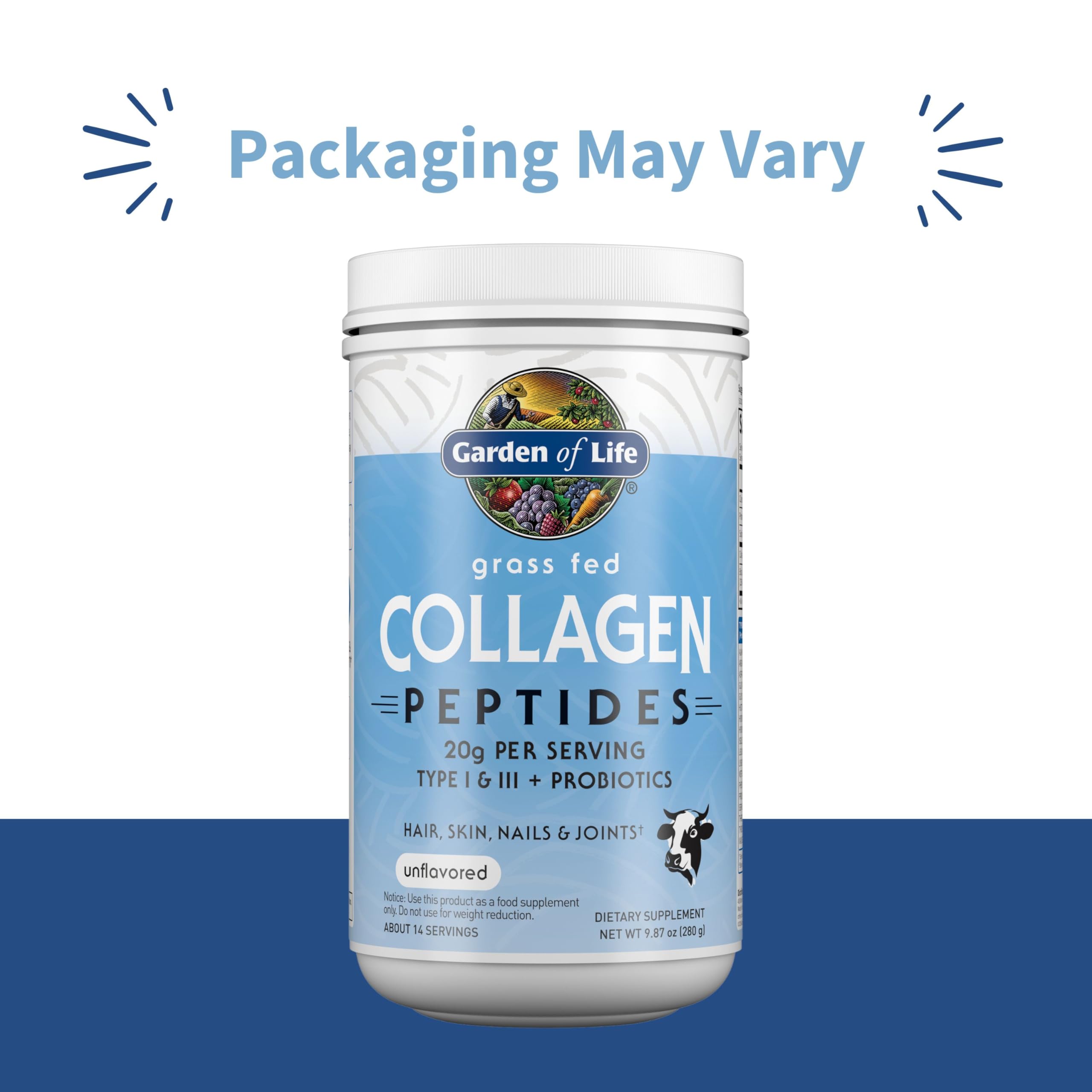 Garden of Life Collagen Peptides Powder 363g back view