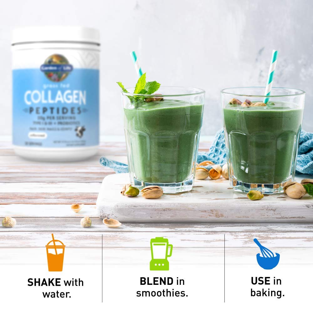 Garden of Life Collagen Peptides Powder in a kitchen setting